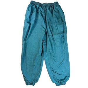 Bold Spirit Vintage‎ 80s Track Pants Womens XL Teal Nylon Windbreaker Joggers